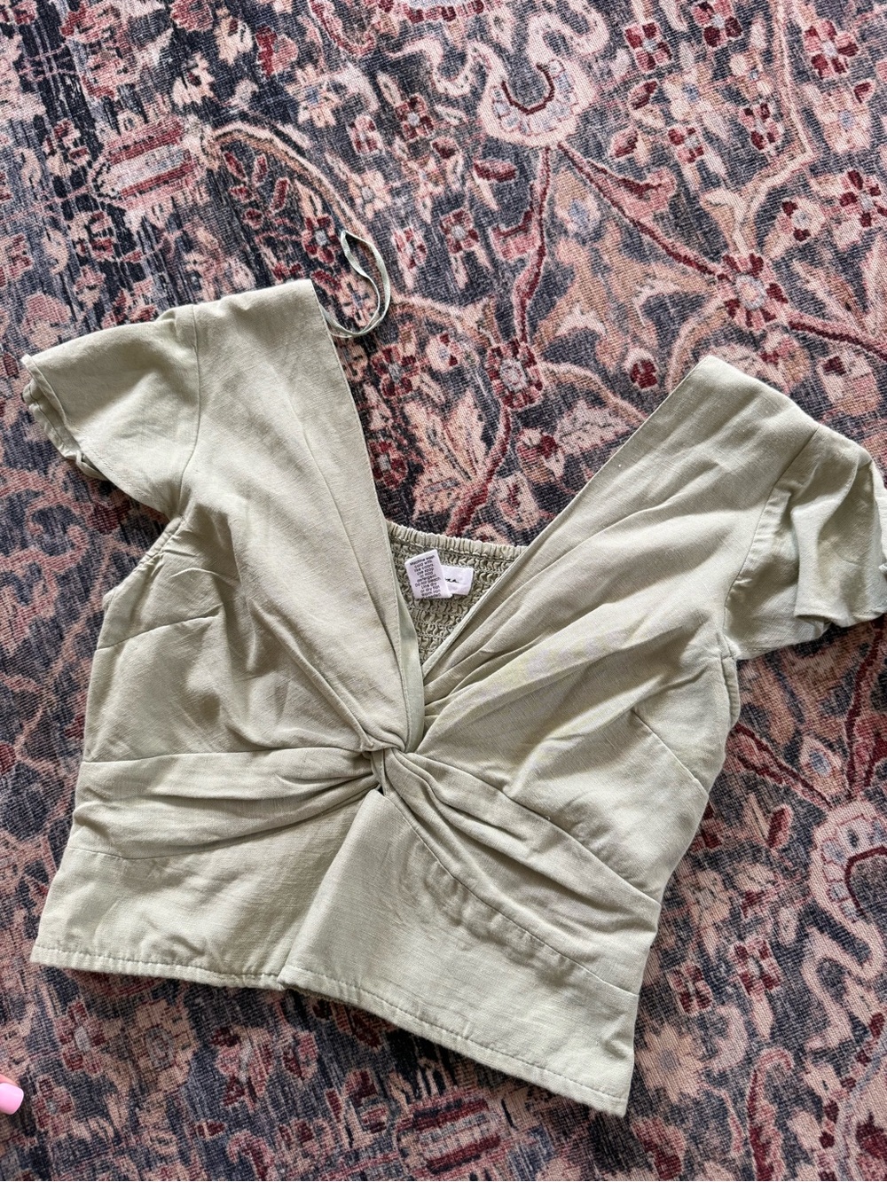 Twist-Front Sage Green Women's Crop Top